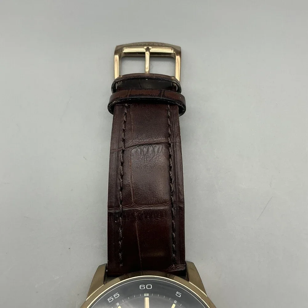 Citizen Eco-Drive Mens Watch 44mm Black Dial Brown Leather 8729-S093040 Day Date